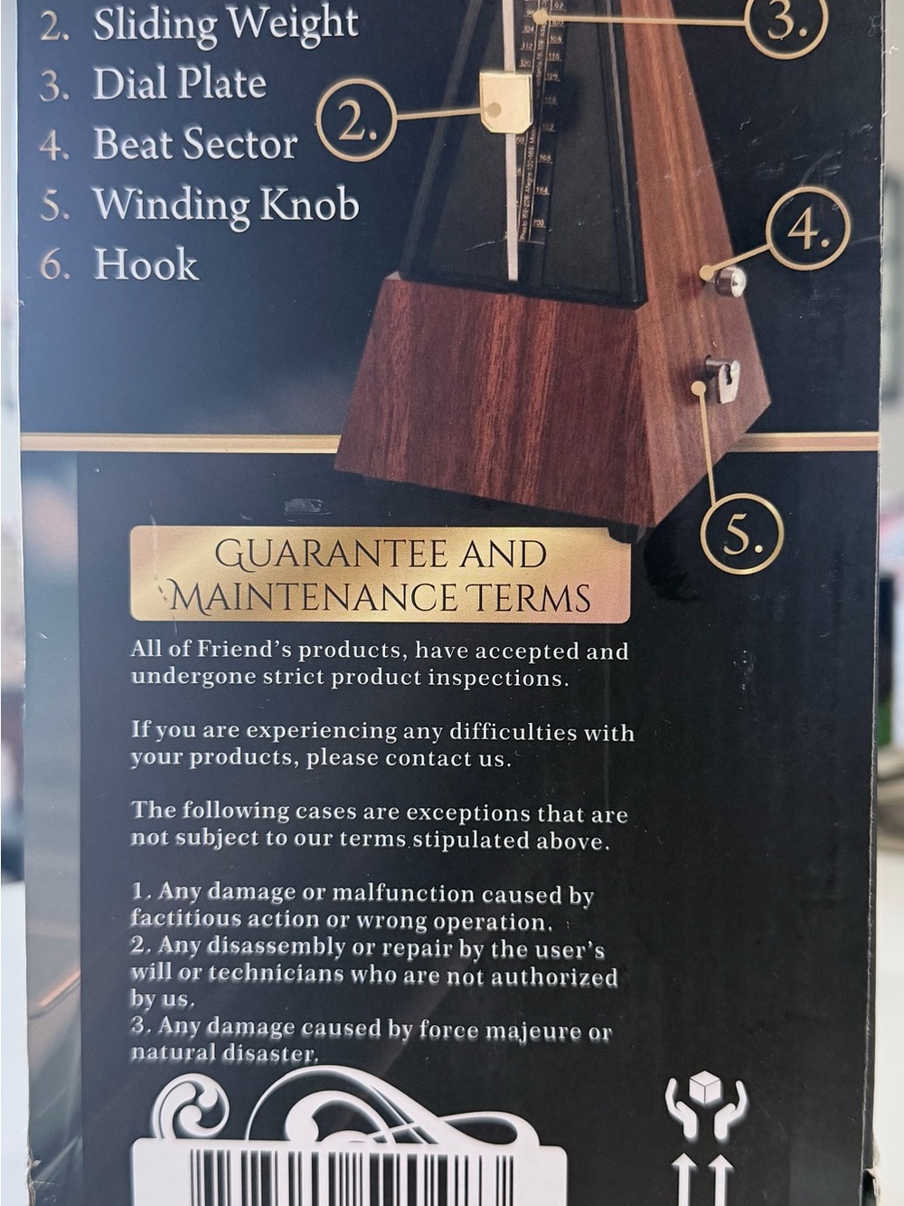 FRIENDS Black and Brown Wooden Metronome Instruction Panel
